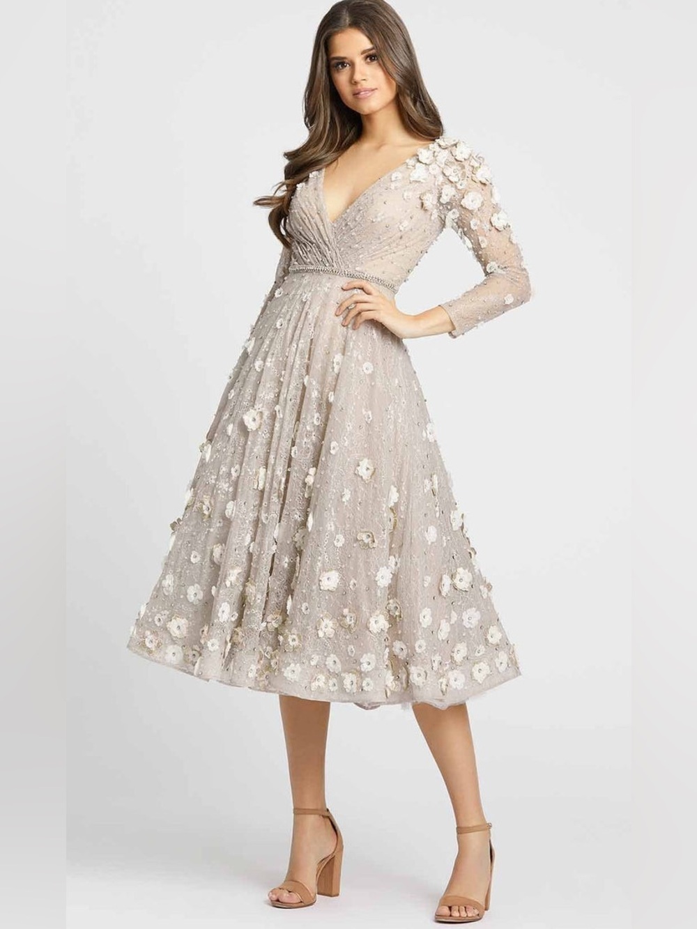 Mac Duggal Elegant Floral Embroidered Dress - Picture 3 of 8